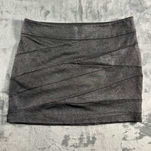Express Metallic Ruched‎ Bodycon Mini Skirt Women's Size 2 Silver